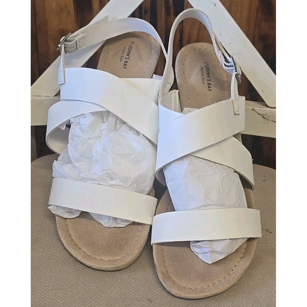 St. John's Bay Women's Strappy Sandal's "Nash" White, Size 11